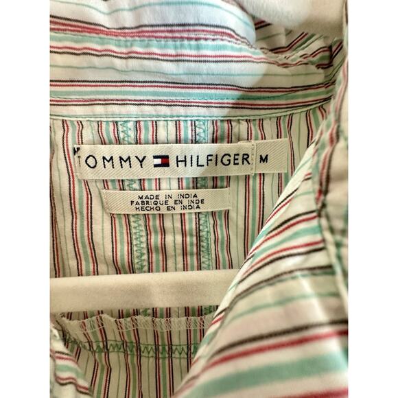 Tommy Hilfiger Striped Button Up Flower Embroidered Long Sleeve Size Medium - Picture 4 of 11